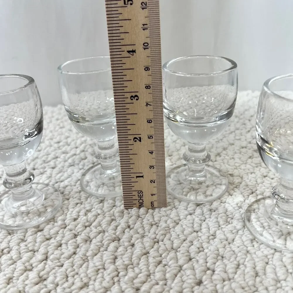 Schnapps Liqueur Cordial Bar Glasses Stemmed Vintage Clear Glass 2 oz Set of 4